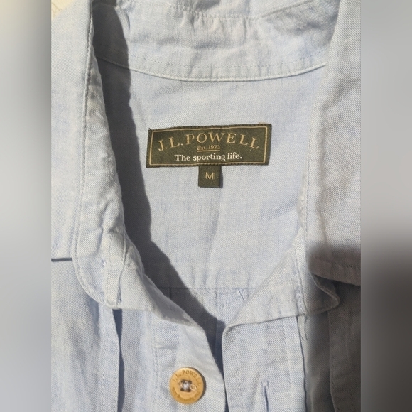 J.l. Powell Men's Cotton Linen‎ Blend Button Down Size Medium - Picture 4 of 5